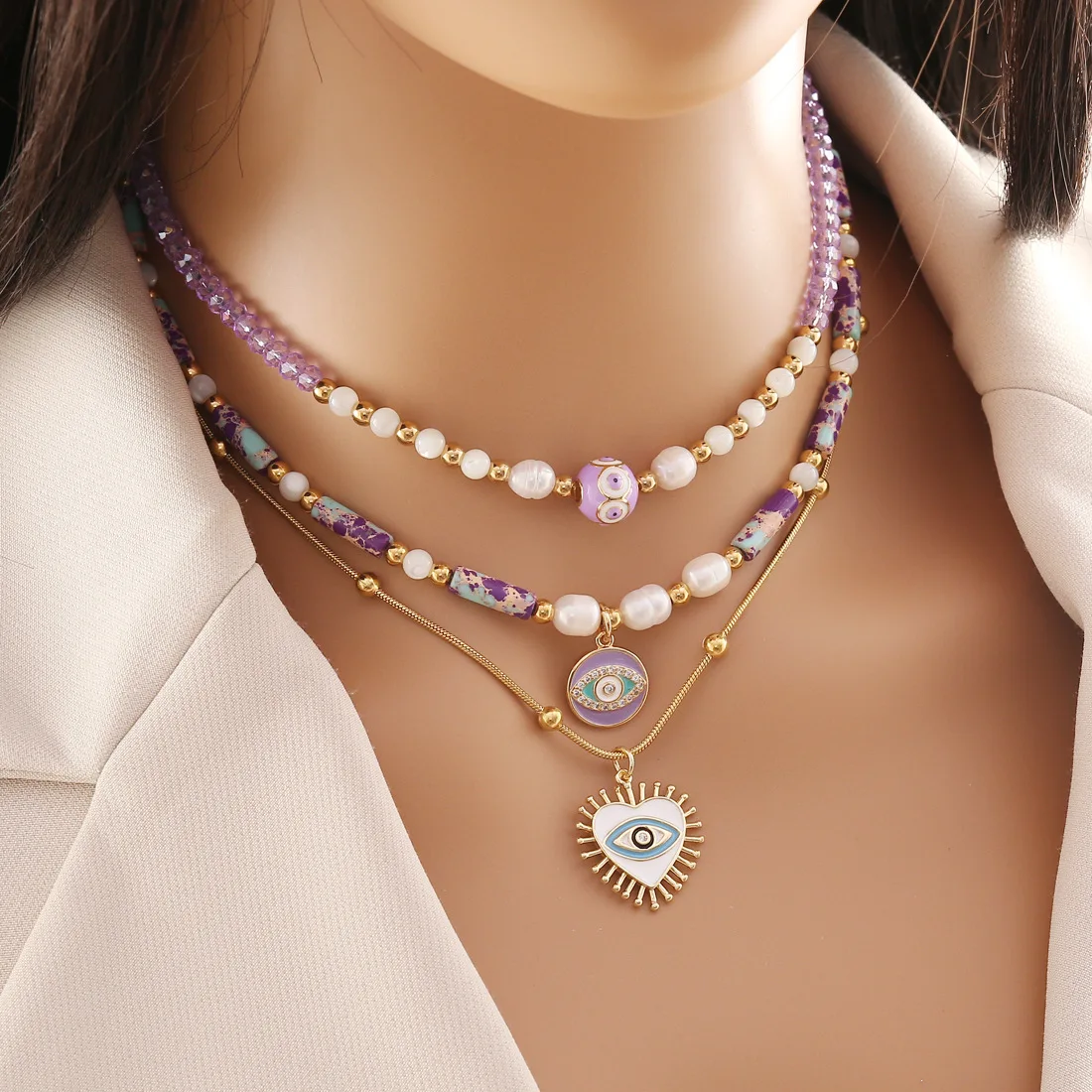New Natural Stone Pearl Beaded Necklace For Women Bohemian Crystal Eyes Heart Charm Jewelry Fashion Girl Collar Chain Party Gift
New Natural Stone Pearl Beaded Necklace For Women Bohemian Crystal Eyes Heart Charm Jewelry Fashion Girl Collar Chain Party Gift