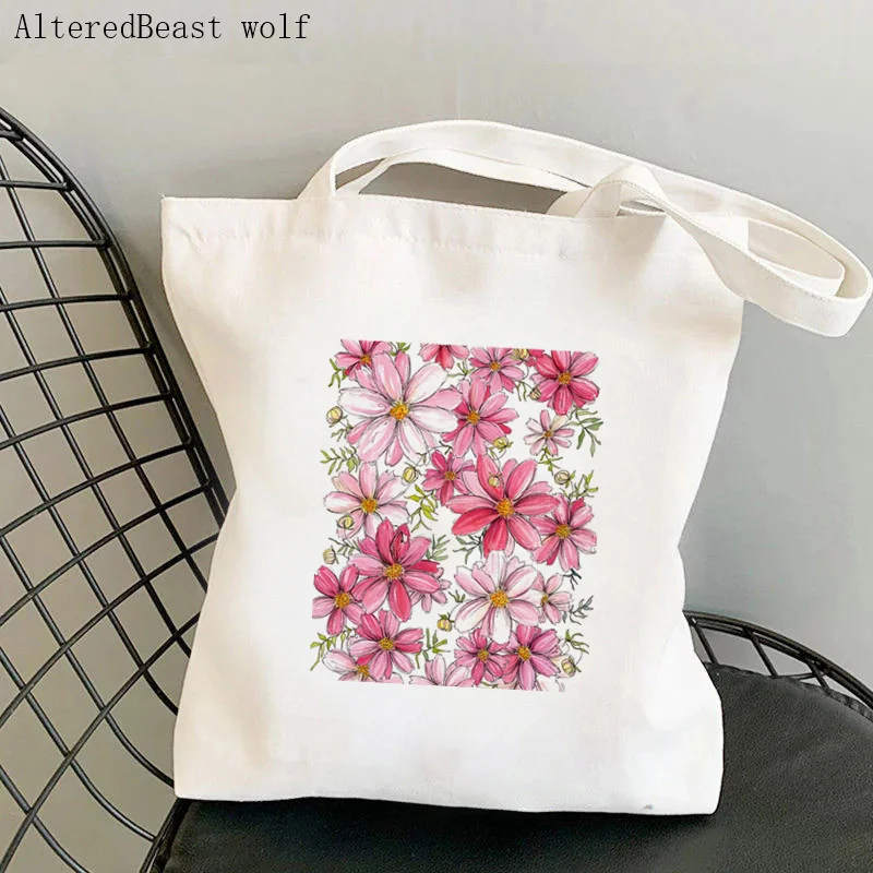Women Shopper bag Pink Floral Cosmos Flowers Bag Harajuku Shopping Canvas Shopper Bag girl handbag Tote Shoulder Lady Bag
Women Shopper bag Pink Floral Cosmos Flowers Bag Harajuku Shopping Canvas Shopper Bag girl handbag Tote Shoulder Lady Bag