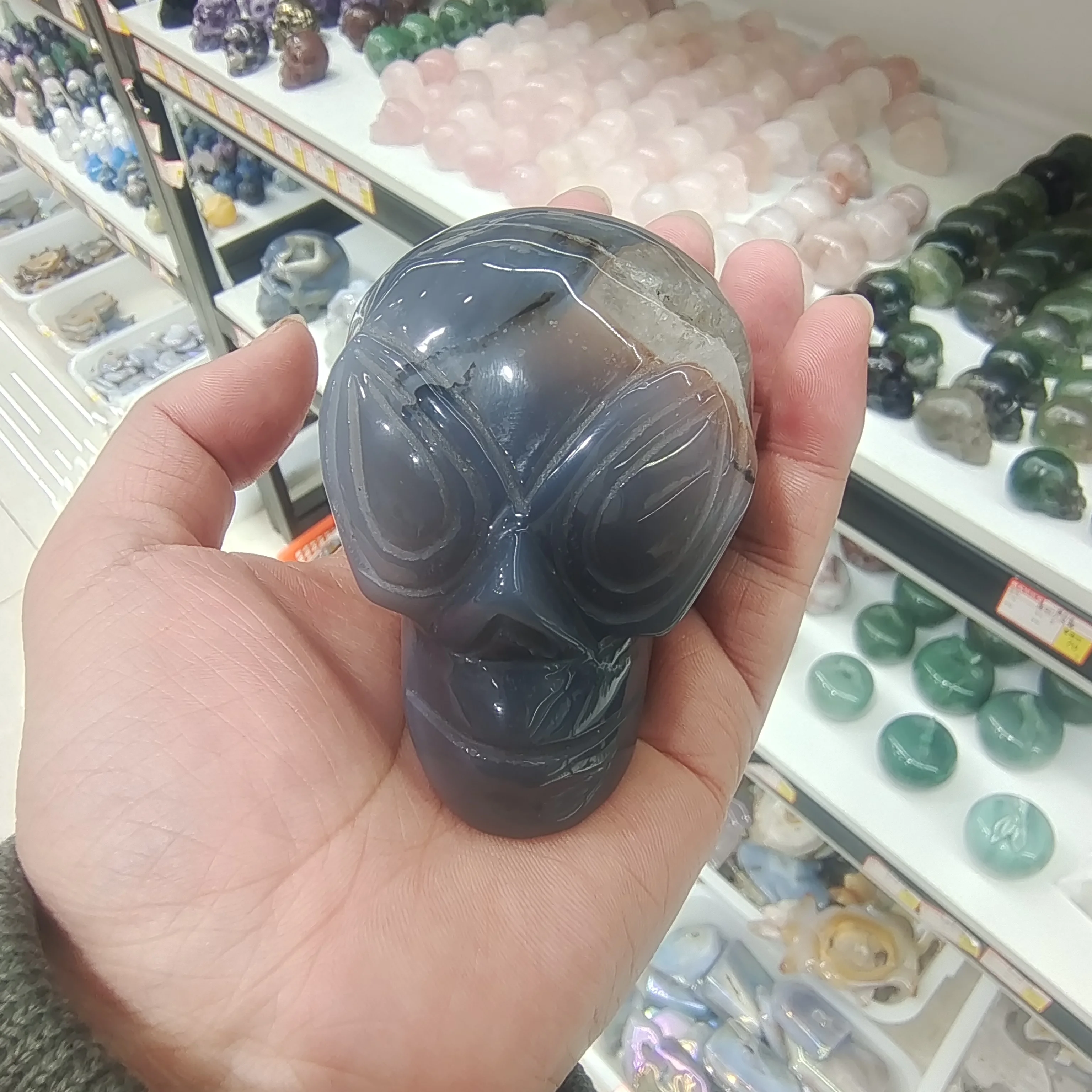 Статуя черепа инопланетянина 10-12 см, натуральный агат, Хрустальная ручная резьба, восстанавливающая искусство, ремесла, Хэллоуин, подарок, Декор
Статуя черепа инопланетянина 10-12 см, натуральный агат, Хрустальная ручная резьба, восстанавливающая искусство, ремесла, Хэллоуин, подарок, Декор