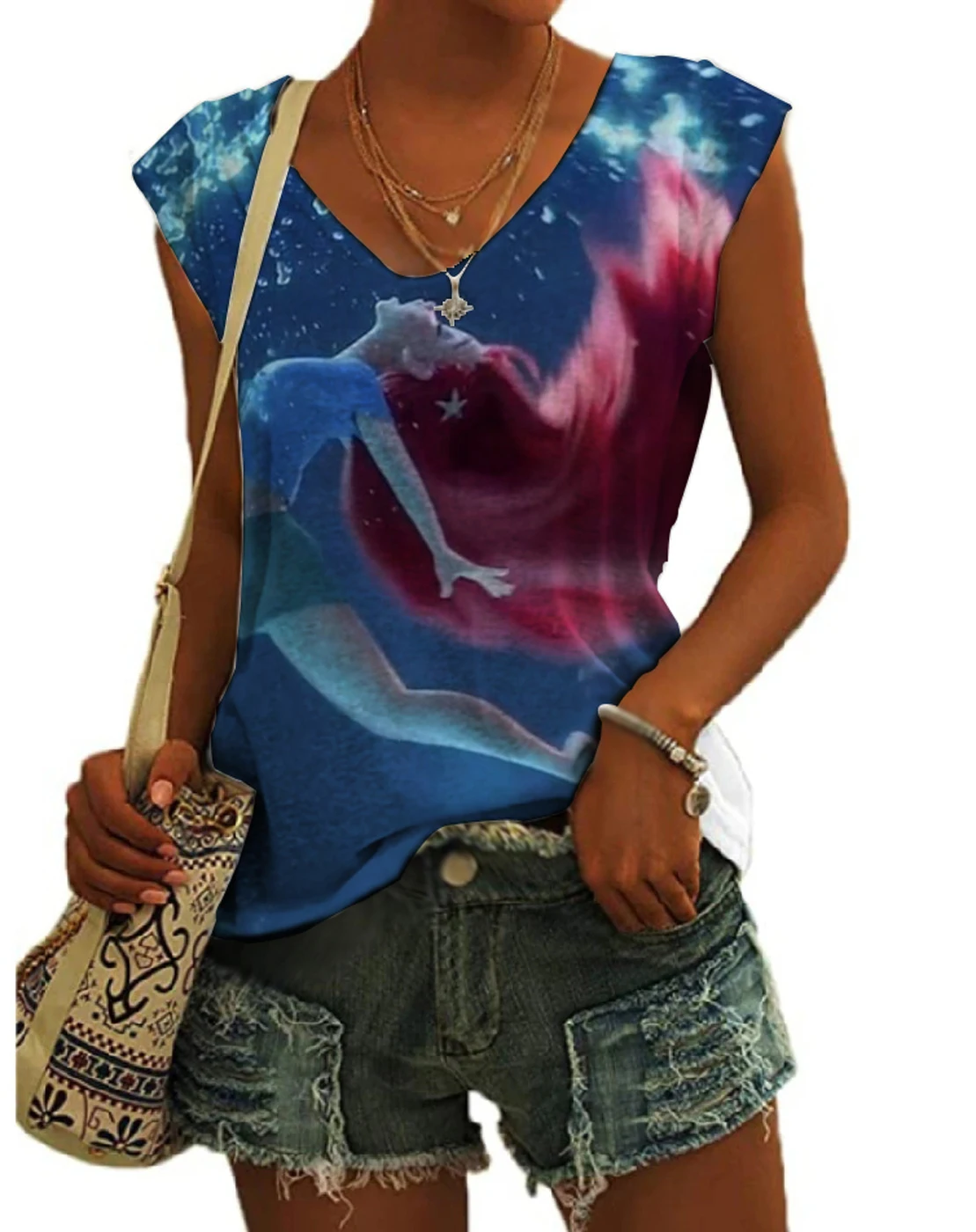 2023 New Disney Brand Ariel Mermaid Anime Summer Hot Sale Harajuku Style Street Women's V-neck Fashion Casual Sleeveless Vest
2023 New Disney Brand Ariel Mermaid Anime Summer Hot Sale Harajuku Style Street Women's V-neck Fashion Casual Sleeveless Vest