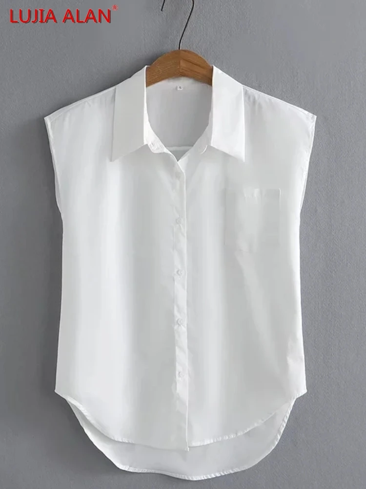 Women Turndown Collar Single Breasted White Basic Shirts Autumn Female Blouse Loose Tops Streetwear LUJIA ALAN B639
Women Turndown Collar Single Breasted White Basic Shirts Autumn Female Blouse Loose Tops Streetwear LUJIA ALAN B639