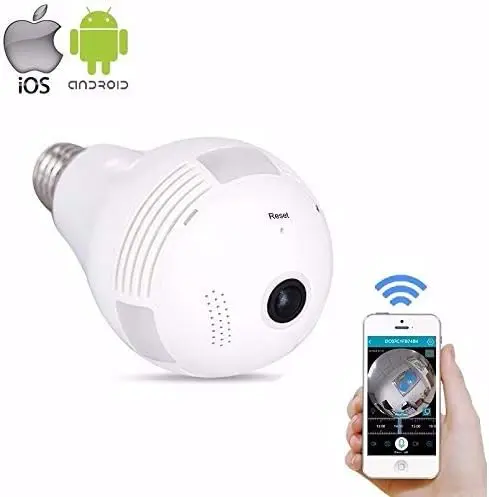 

CIC Camera Panoramica Hd Seguraça Lampada Vr 360 Espia Wifi Led Iphone Android Branco cameras vigilância