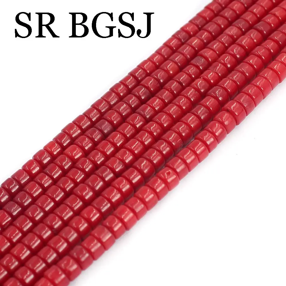 

Free Shipping 3x5mm Rondelle Beaded Jewelry DIY Real Genuine Natural Red Coral Beads 15"