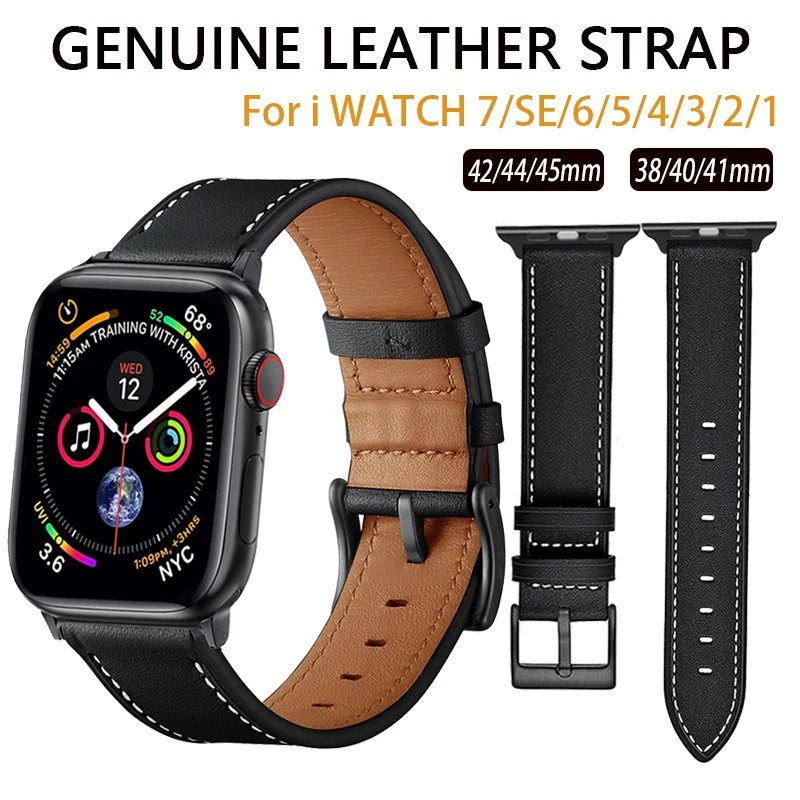 Watchband for Apple Watch 7 6 SE 5 4 3 2 Smart watch Genuine Leather bracelet for iWatch serie 38mm 40mm 41m 42mm 44mm 45mm belt
Watchband for Apple Watch 7 6 SE 5 4 3 2 Smart watch Genuine Leather bracelet for iWatch serie 38mm 40mm 41m 42mm 44mm 45mm belt