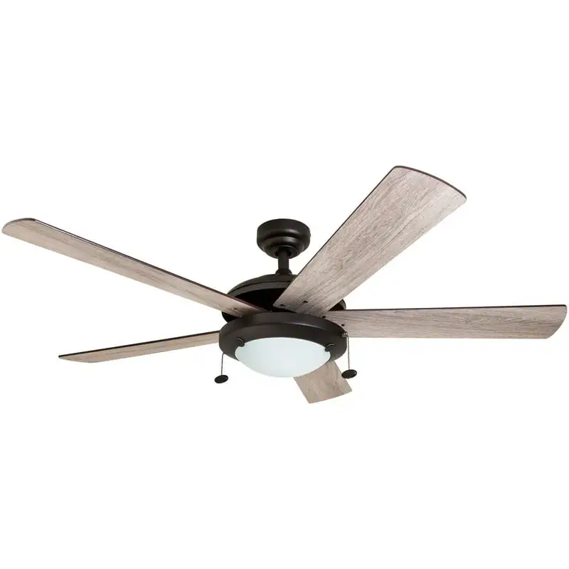 

52" Bronze Ceiling Fan with 5 Blades, Integrated LED Light Kit, Pull Chains & Reverse Airflow