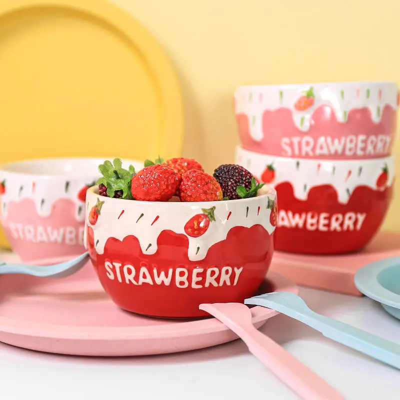Cute strawberry ceramic bowl salad bowl Japanese-style bowl girl heart single household student children's rice tableware
Cute strawberry ceramic bowl salad bowl Japanese-style bowl girl heart single household student children's rice tableware