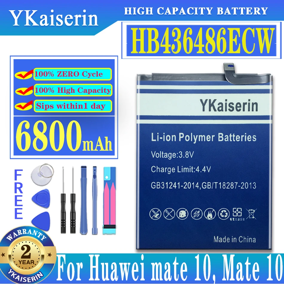 

YKaiserin HB436486ECW 6800mAh Battery For Huawei Mate 10 Mate10, Mate 10 Pro Mate10 Pro, Mate 10 Pro Lite, Mate X ALP-AL00