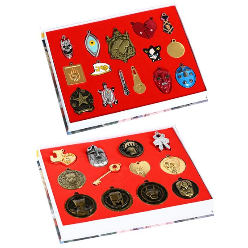 12/15PCS Cute Anime JoJos Bizarre Adventure Badges Keychains Necklaces Pendant Set Cosplay Prop Collection Gift Box Figure Toys
12/15PCS Cute Anime JoJos Bizarre Adventure Badges Keychains Necklaces Pendant Set Cosplay Prop Collection Gift Box Figure Toys