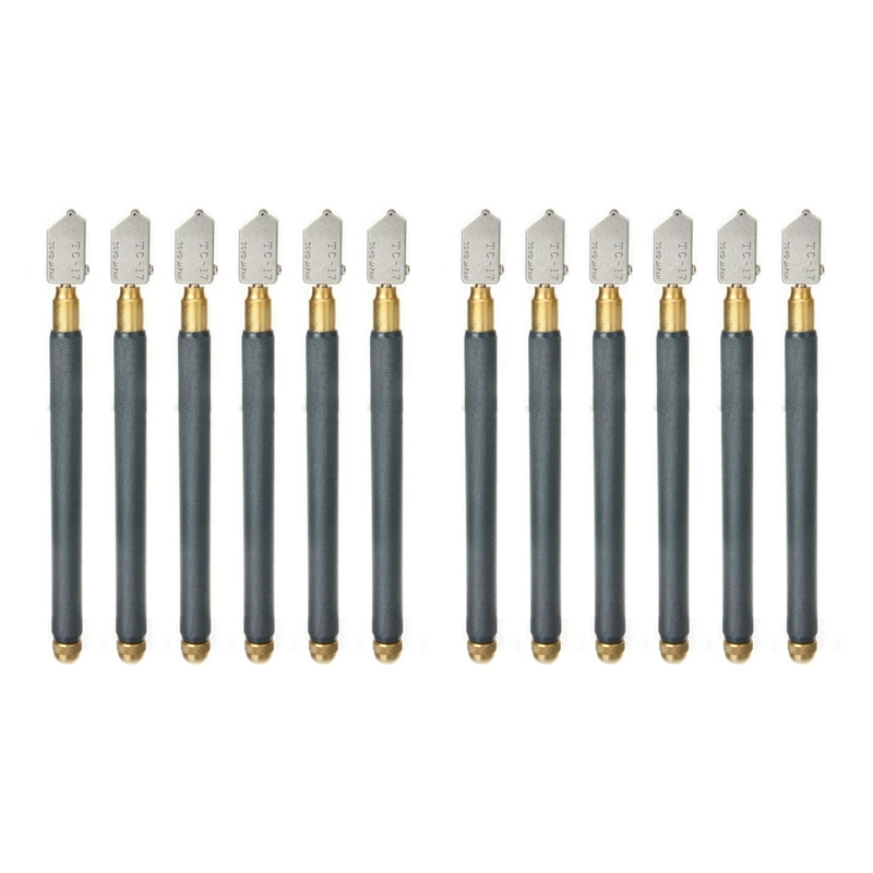 12Pcs TC-17 Oil Glass Cutter Metal Handle Diamond Straight Head Cutting Tool Pack
12Pcs TC-17 Oil Glass Cutter Metal Handle Diamond Straight Head Cutting Tool Pack