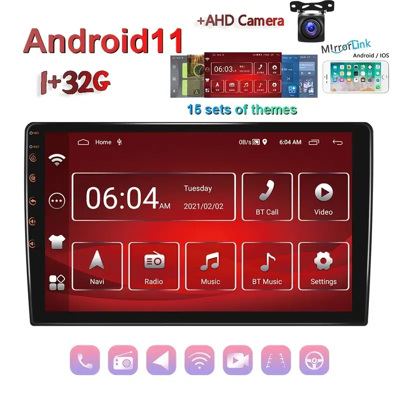 Android 11 Double 2 Din 2.5D GPS Car Stereo Radio, 9'' HD 1080P Tempered Glass Mirror WIFI GPS FM Radio Receiver Suppport AHD Re
Android 11 Double 2 Din 2.5D GPS Car Stereo Radio, 9'' HD 1080P Tempered Glass Mirror WIFI GPS FM Radio Receiver Suppport AHD Re