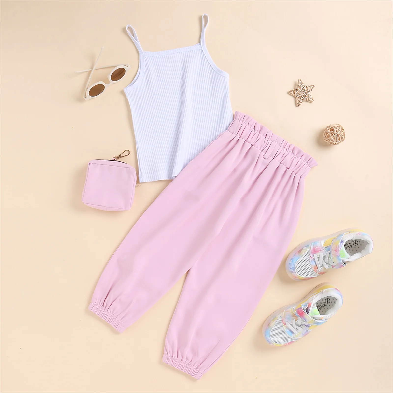 Children Kids Baby Girl Tanks Tops + Pants + Bag, Elastic Waist Casual Style Pleated Decoration Cool Summer Clothing
Children Kids Baby Girl Tanks Tops + Pants + Bag, Elastic Waist Casual Style Pleated Decoration Cool Summer Clothing
