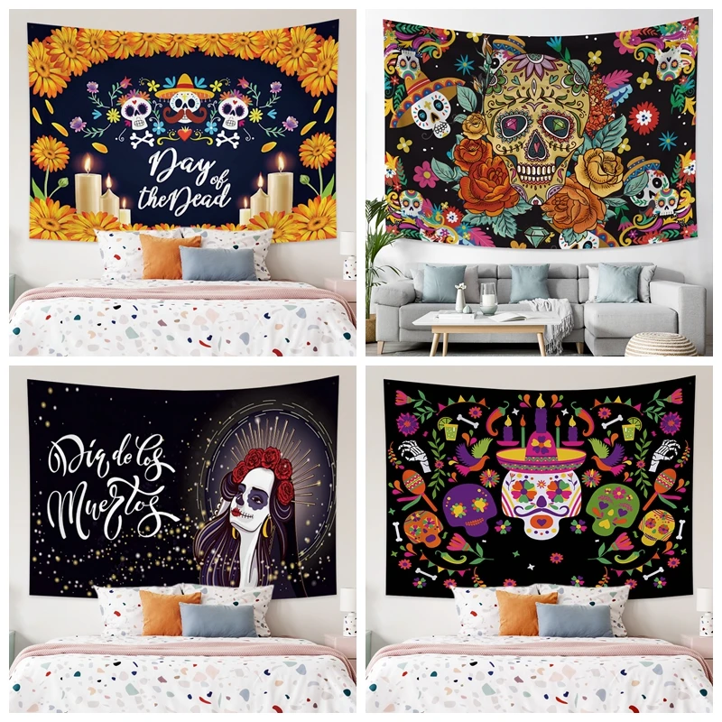 Mexican Day Of The Dead Tapestry Mexican Fiesta Sugar Skull Candle Wall Hanging Backdrop Tapestries For Living Room Decoration
Mexican Day Of The Dead Tapestry Mexican Fiesta Sugar Skull Candle Wall Hanging Backdrop Tapestries For Living Room Decoration