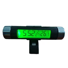 Thermometer Universal Fitment Car Dashboard Green Backlight Thermometer Calendar Clock LCD Light Material Clock