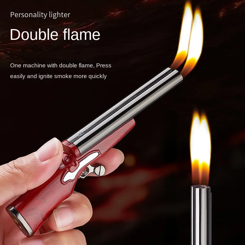Double Flame Metal Small Gun Shape Lighter Mini Small Personality Creative Popular Net Red Gift for Boyfriend 
Double Flame Metal Small Gun Shape Lighter Mini Small Personality Creative Popular Net Red Gift for Boyfriend