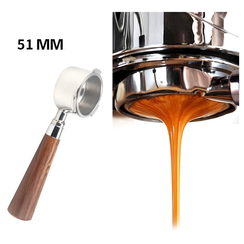 

51mm Bottomless Portafilter 3 Ears for Delonghi Espresso Machines EC0680 and EC0685 with 1 Cup Filter Basket Included