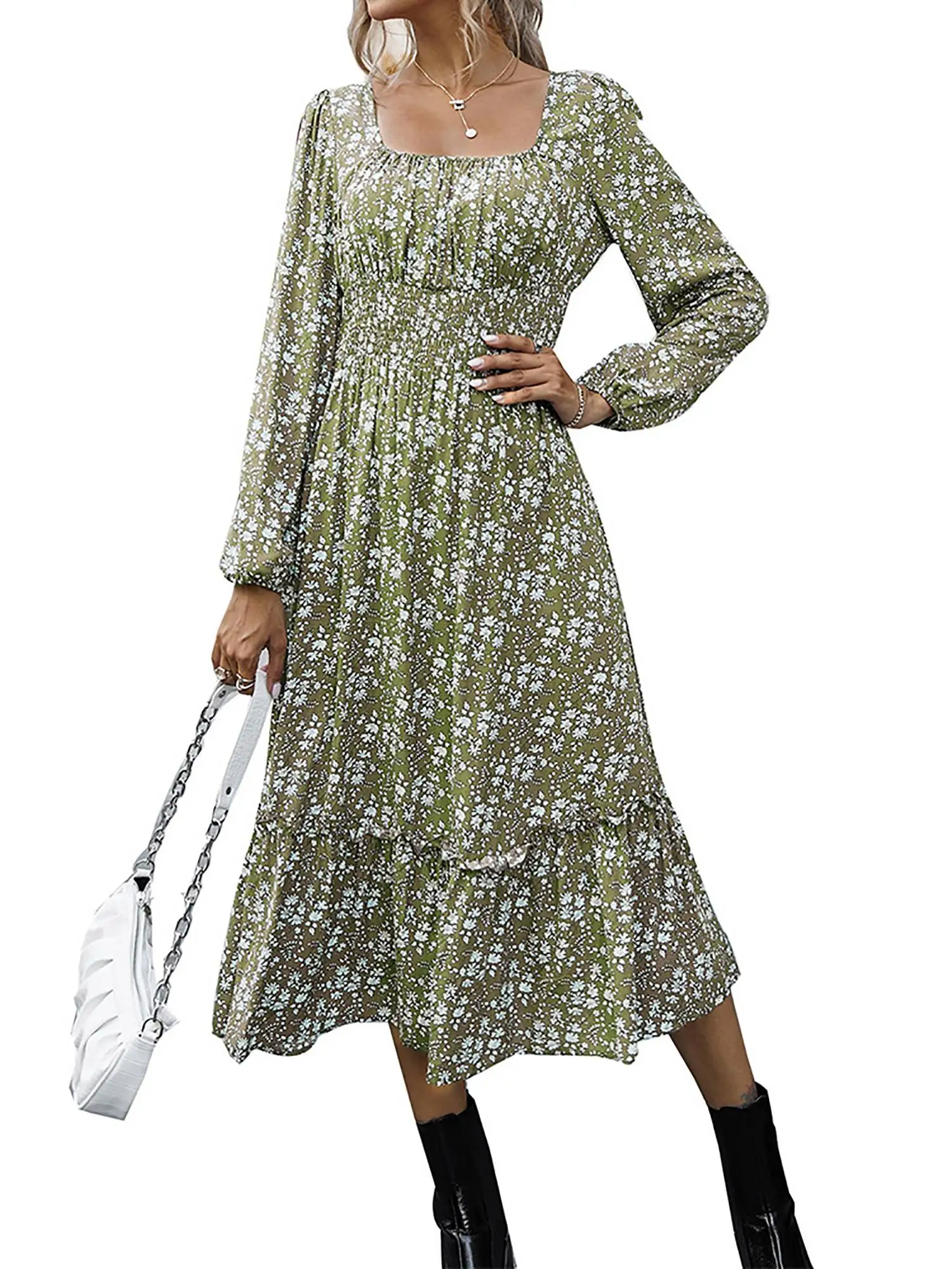 Sale Women Bohe Floral Print Dress Square Neck Maxi Dress Ladies Long Sleeve Elegant Ruffles Hem Dress Female Robe Vestidos
Sale Women Bohe Floral Print Dress Square Neck Maxi Dress Ladies Long Sleeve Elegant Ruffles Hem Dress Female Robe Vestidos