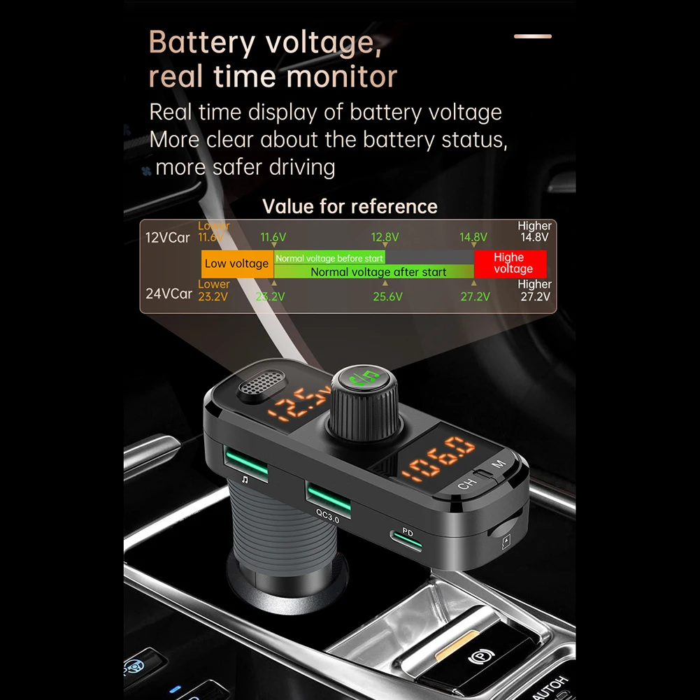 BC70 BT FM-Sender Radio Audio Display MP3 Player Car QC3.0 PD USB Charger Car Accessories High-quality Charging Slot
BC70 BT FM-Sender Radio Audio Display MP3 Player Car QC3.0 PD USB Charger Car Accessories High-quality Charging Slot