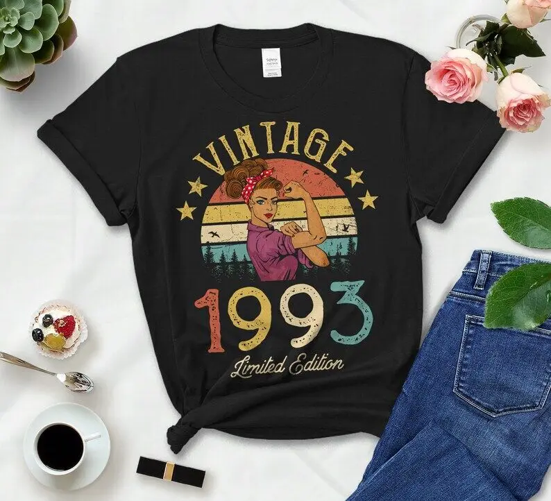

Vintage 1993 Limited Edition Classic Womens TShirt Funny 30th Birthday Gift Idea Grandmom Mom Wife Girl Daughter cotton Shirt