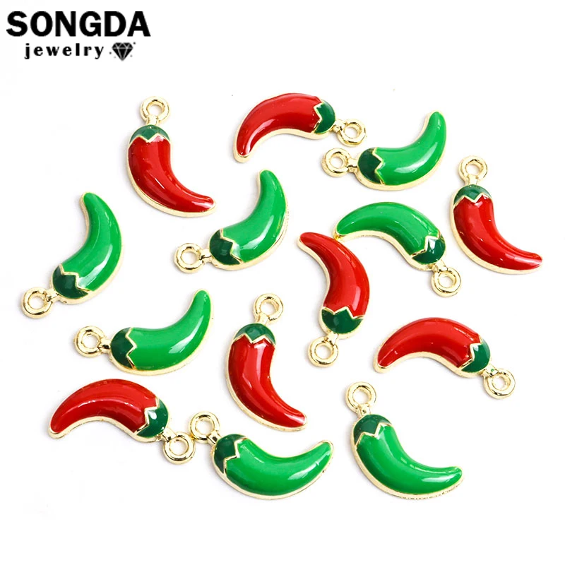 10Pcs Enamel Cute Chili Pendant Charms Alloy Red Green Pepper Charm Keychain Ring DIY Crafts Making Handmade For Woman Jewelry
10Pcs Enamel Cute Chili Pendant Charms Alloy Red Green Pepper Charm Keychain Ring DIY Crafts Making Handmade For Woman Jewelry