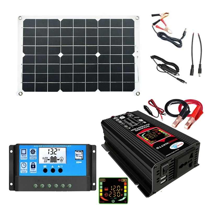 Solar Panel Kit Complete 6000W Modified Sine Wave Inverter LCD Display Dual USB DC12V To With 30A Solar Controller
Solar Panel Kit Complete 6000W Modified Sine Wave Inverter LCD Display Dual USB DC12V To With 30A Solar Controller