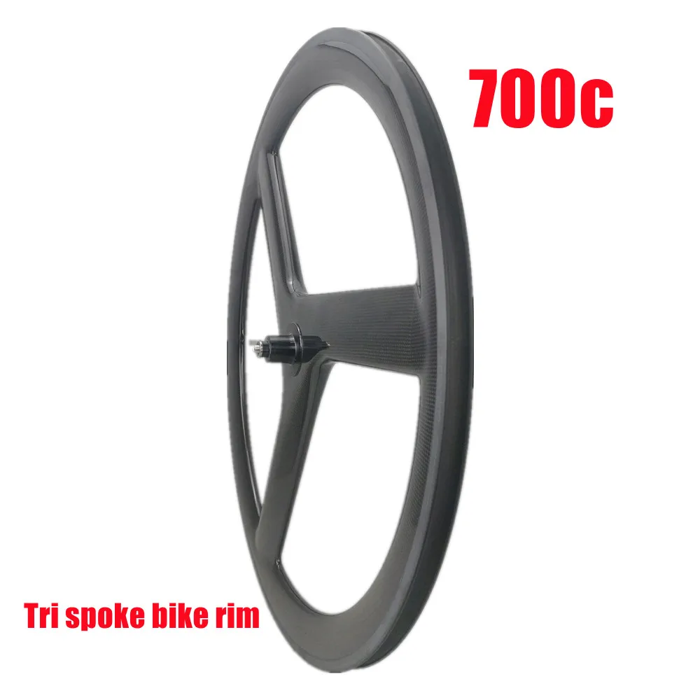 

3Spokes Road Bike Wheel Rim 700C Clincher 50MM Depth 23MM Width Tri Spoke Road Bike Wheel Rim V Brake Edge 3k Glossy
