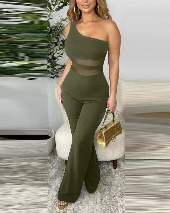 Elegant Women's Casual Jumpsuit Fashion Temperament Commuting Contrast Mesh One Shoulder Sleeveless Slim Fit Jumpsuit 23 New Y2K
Elegant Women's Casual Jumpsuit Fashion Temperament Commuting Contrast Mesh One Shoulder Sleeveless Slim Fit Jumpsuit 23 New Y2K
