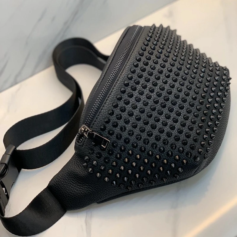 Leather Fanny Pack Personality Fashion Design Men Shoulder Bag High Quality Casual Rivet Bag Chest Travel Bag
Leather Fanny Pack Personality Fashion Design Men Shoulder Bag High Quality Casual Rivet Bag Chest Travel Bag