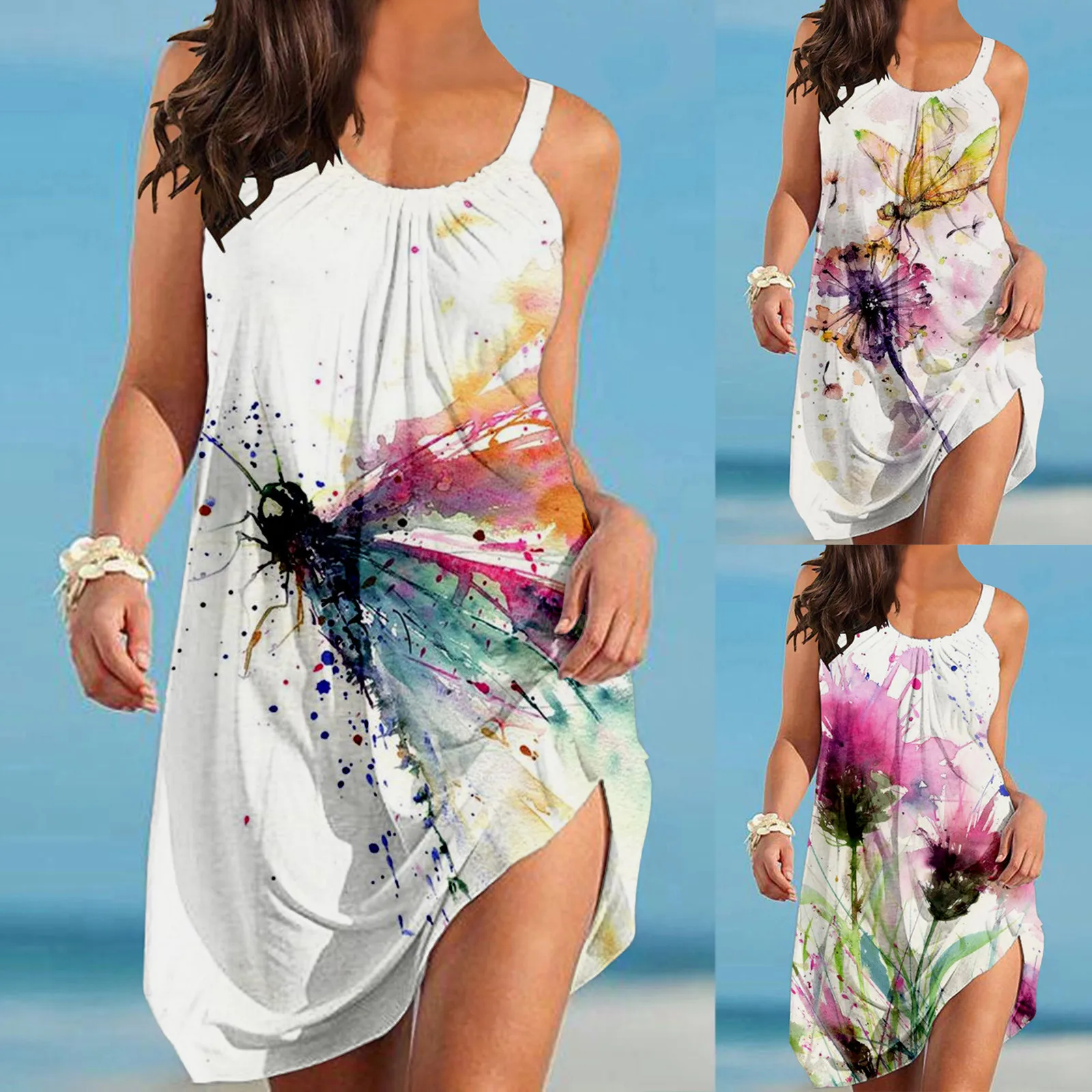 Women Summer Casual Fashion Beach Vacation Round Neck Sleeveless Butterfly Dandelion Print Dress Women Doll Dress
Women Summer Casual Fashion Beach Vacation Round Neck Sleeveless Butterfly Dandelion Print Dress Women Doll Dress