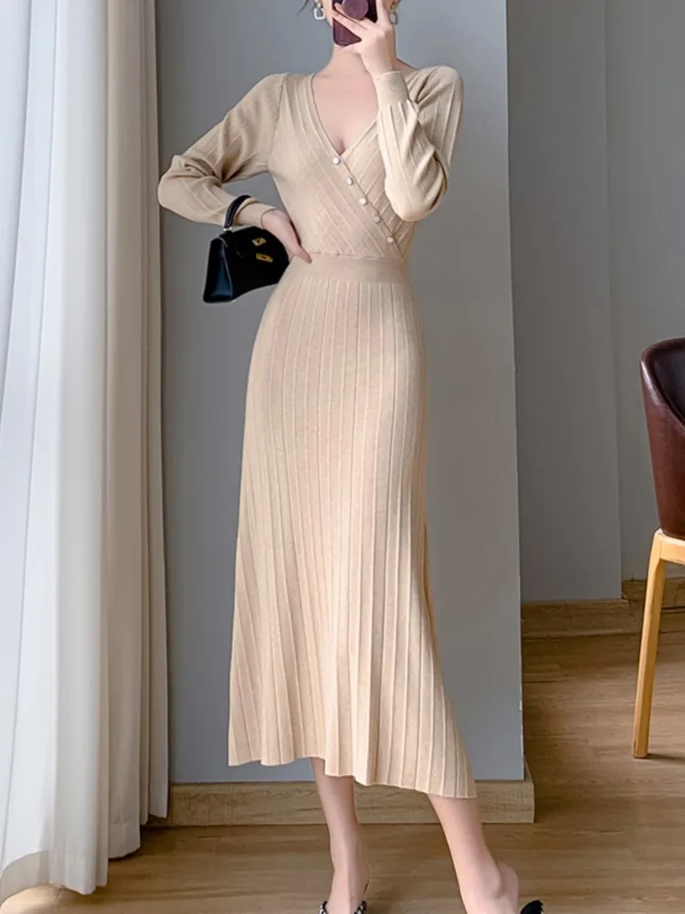 Autumn Winter Women Knitted Dress Sexy Casual A-Line Solid Party Bodycon Dresses Female Chic Fashion Pleated Vestidos New
Autumn Winter Women Knitted Dress Sexy Casual A-Line Solid Party Bodycon Dresses Female Chic Fashion Pleated Vestidos New