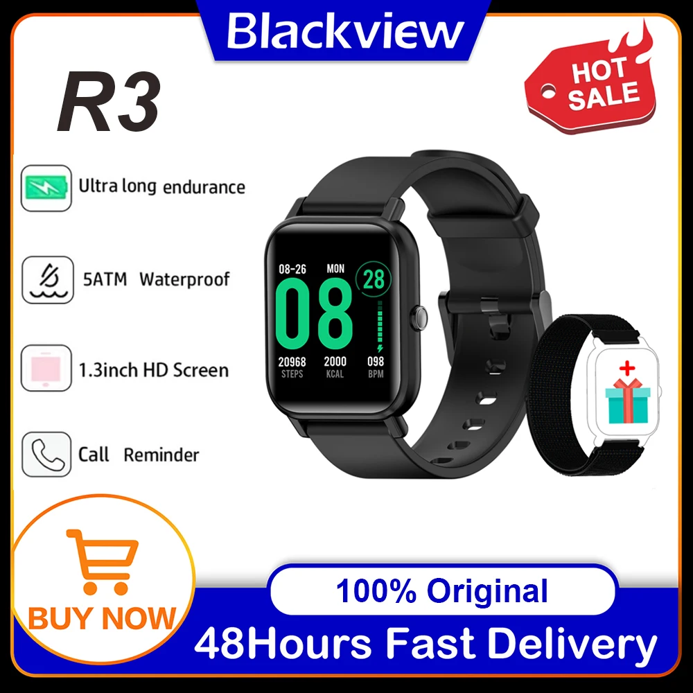 Blackview R3 Smart Watch Men Fitness Watches Blood Oxygen Heart Rate Sleep Monitor Waterproof Compatible with iPhone Samsung
Blackview R3 Smart Watch Men Fitness Watches Blood Oxygen Heart Rate Sleep Monitor Waterproof Compatible with iPhone Samsung