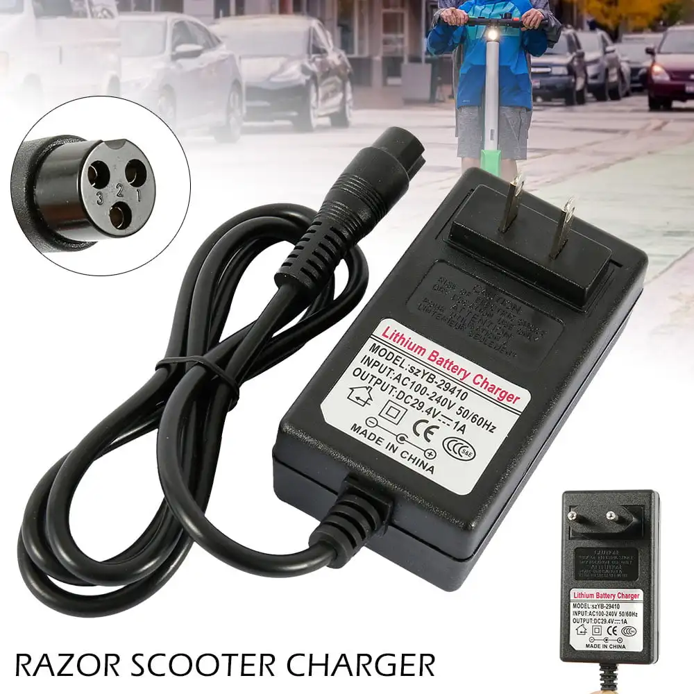 Scooter Battery Charger, Scooter 3.3 FT Power Cord for Razor Scooter E100 E200 E300 E125 E150 E500 29.4V 1A Power Supply
Scooter Battery Charger, Scooter 3.3 FT Power Cord for Razor Scooter E100 E200 E300 E125 E150 E500 29.4V 1A Power Supply