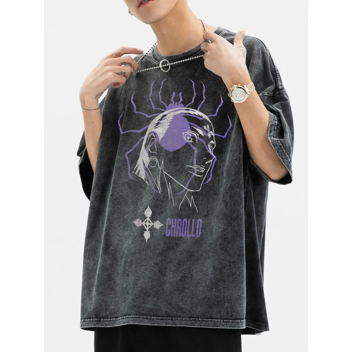 Anime Hunter X Hunter Washed T-shirt Men Short Sleeve Manga Chrollo Phantom Troupe Harajuku Vintage T-shirt
Anime Hunter X Hunter Washed T-shirt Men Short Sleeve Manga Chrollo Phantom Troupe Harajuku Vintage T-shirt