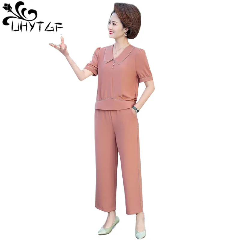 UHYTGF Fashion Women's Suit Short Sleeve T-Shirt Summer Two Piece Sets Female Outifits Casual Wide Leg Pants Ladies Suits 5XL 49
UHYTGF Fashion Women's Suit Short Sleeve T-Shirt Summer Two Piece Sets Female Outifits Casual Wide Leg Pants Ladies Suits 5XL 49