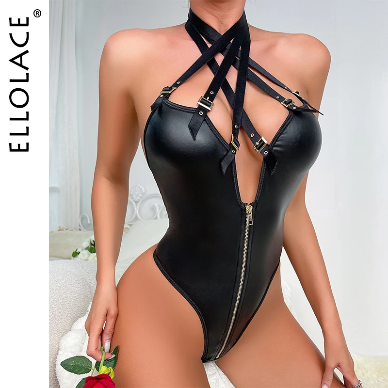 Ellolace Leather Bodysuit Halter Buckle Hot Sexy Body Uncensored Fetish Pvc Crotchless Teddy Deep-V Zipper Fantasia Latex Tops
Ellolace Leather Bodysuit Halter Buckle Hot Sexy Body Uncensored Fetish Pvc Crotchless Teddy Deep-V Zipper Fantasia Latex Tops