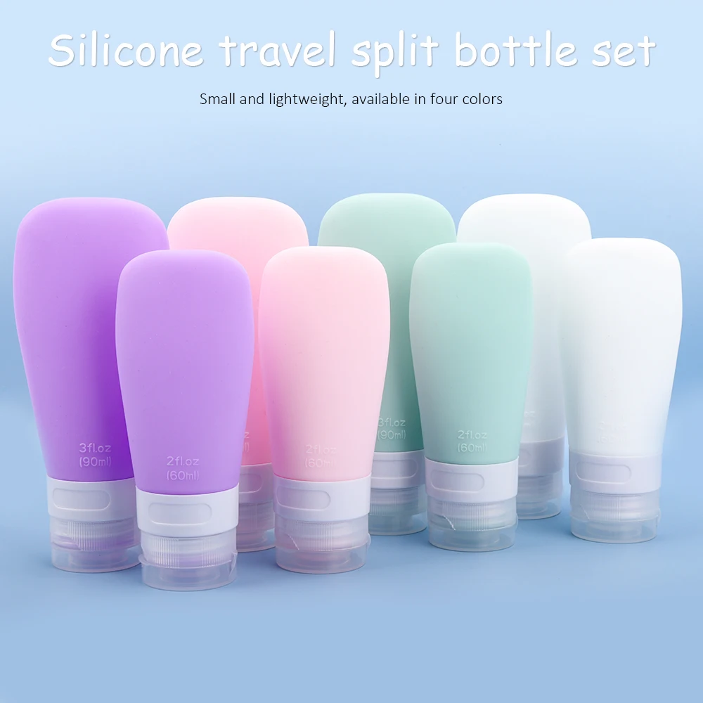 4pcs/set Silicone Travel Bottle 60/90ml Portable Extrusion Refillable Leakproof Travel Packing Kit for Shampoo Container Lotion
4pcs/set Silicone Travel Bottle 60/90ml Portable Extrusion Refillable Leakproof Travel Packing Kit for Shampoo Container Lotion