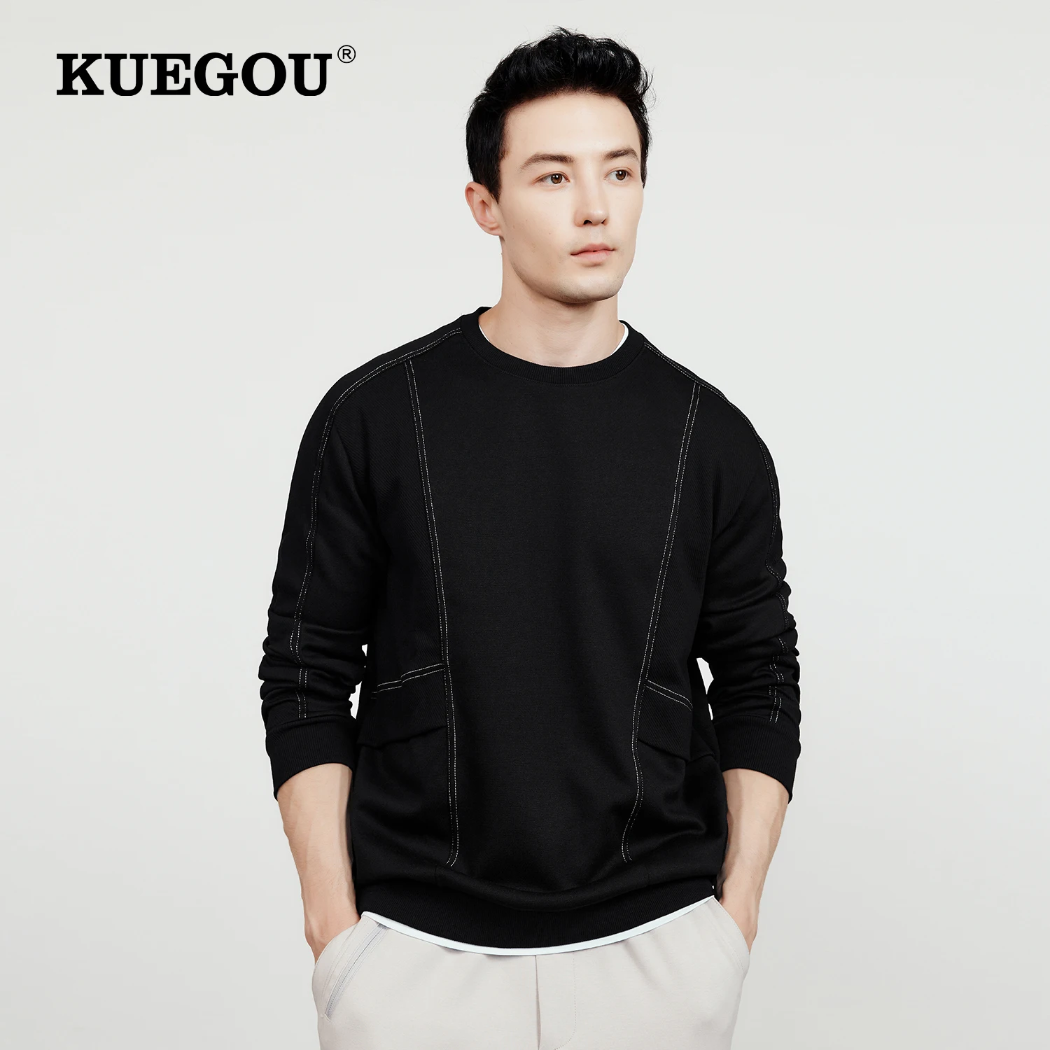 KUEGOU 2022 Autumn New Hoodie Sweatshirts Black White For Men Streetwear O-neck Top Plus Size Clothing 60065
KUEGOU 2022 Autumn New Hoodie Sweatshirts Black White For Men Streetwear O-neck Top Plus Size Clothing 60065