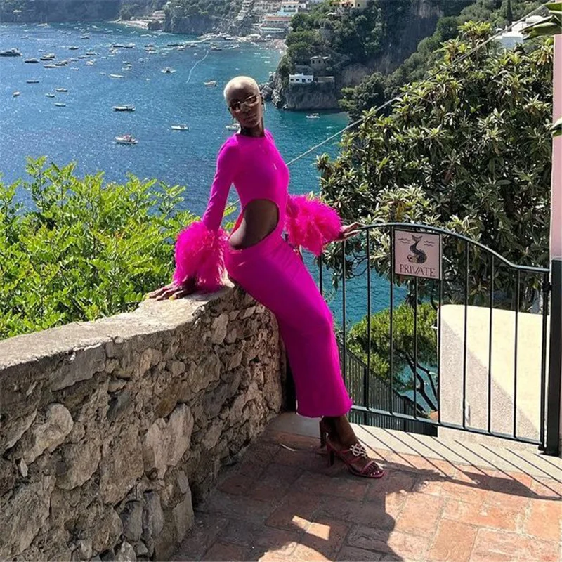 Elegant Hollow Out Maxi Dress Women Sexy O-neck Tassel Sleeves Skinny Robe Party Clubwear Female Vestido
Elegant Hollow Out Maxi Dress Women Sexy O-neck Tassel Sleeves Skinny Robe Party Clubwear Female Vestido