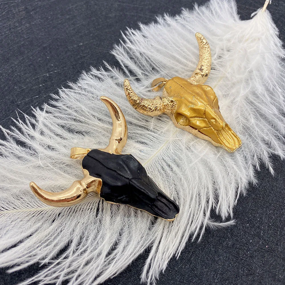 Natural Stone Animal Carving Cow Skull Acrylic Fashion Gold-plated Necklace Bracelet Jewelry Domineering Men Women DIY Pendant
Natural Stone Animal Carving Cow Skull Acrylic Fashion Gold-plated Necklace Bracelet Jewelry Domineering Men Women DIY Pendant