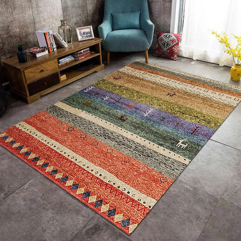 

Moroccan Ethnic Style Carpet Living Room Bedroom Large Area Rug Retro Bohemian Non-slip Carpets Bedside Rugs Household Mat