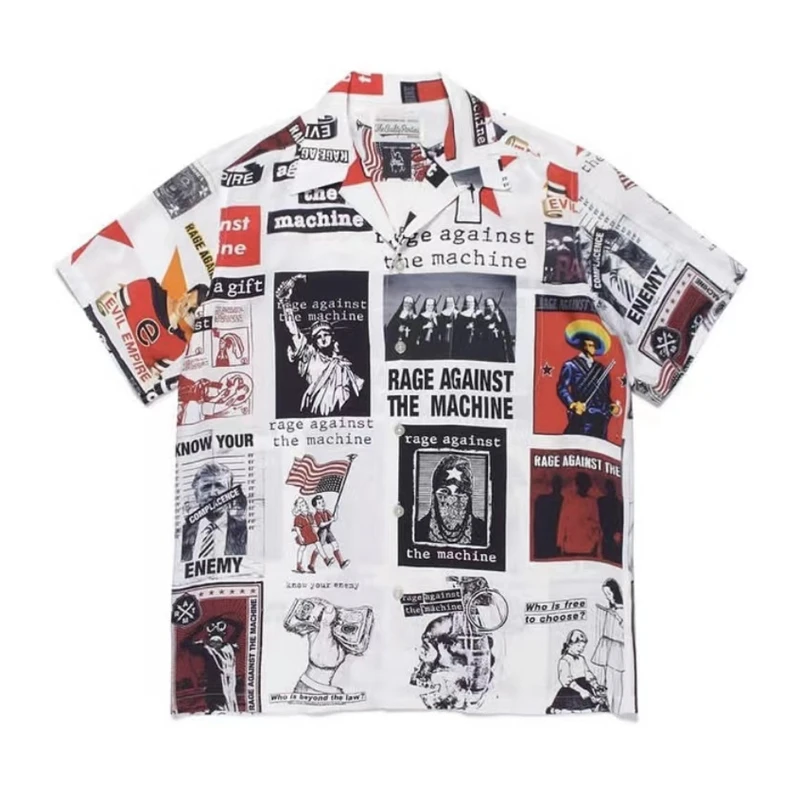 Гавайская рубашка WACKO MARIA для мужчин и женщин, черно-белая рубашка, футболка 
Гавайская рубашка WACKO MARIA для мужчин и женщин, черно-белая рубашка, футболка