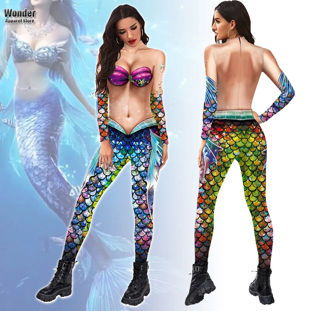 Women Animals Fish Scales Mermaid 3D Printing Jumpsuit Halloween Cosplay Costumes Party Role Playing Dress Up Bodysuit Outift
Women Animals Fish Scales Mermaid 3D Printing Jumpsuit Halloween Cosplay Costumes Party Role Playing Dress Up Bodysuit Outift