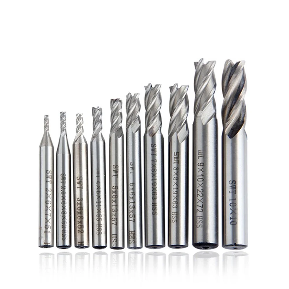 10PCS High Speed Steel Straight Shank Milling Cutter 2/3/4/5/6/7/8/9/10/12mm Suitable For Cnc Data Processing Center, Carved
10PCS High Speed Steel Straight Shank Milling Cutter 2/3/4/5/6/7/8/9/10/12mm Suitable For Cnc Data Processing Center, Carved