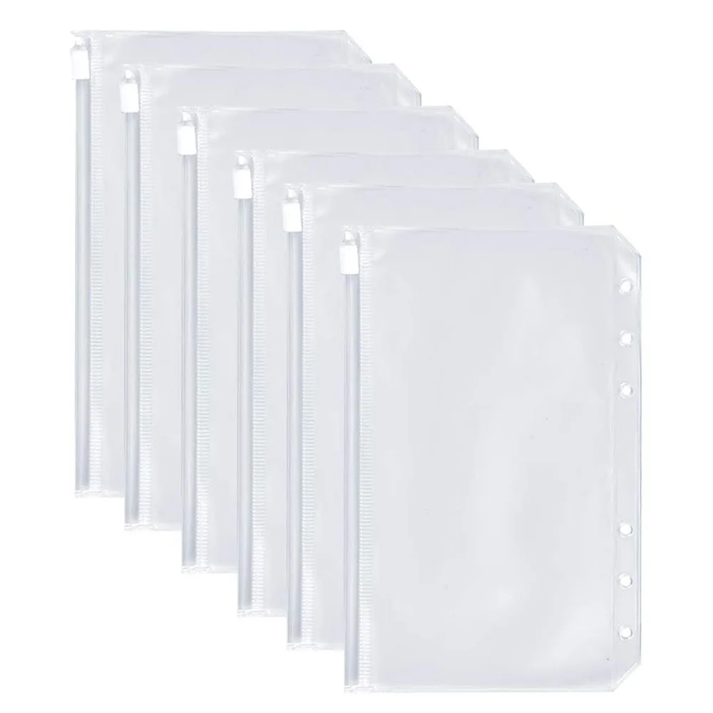 A5 A6 6-Hole Binder Pockets Waterproof PVC Cash Budget Envelopes Zipper Binder Pouches for Notebook Planner Journey Binders
A5 A6 6-Hole Binder Pockets Waterproof PVC Cash Budget Envelopes Zipper Binder Pouches for Notebook Planner Journey Binders