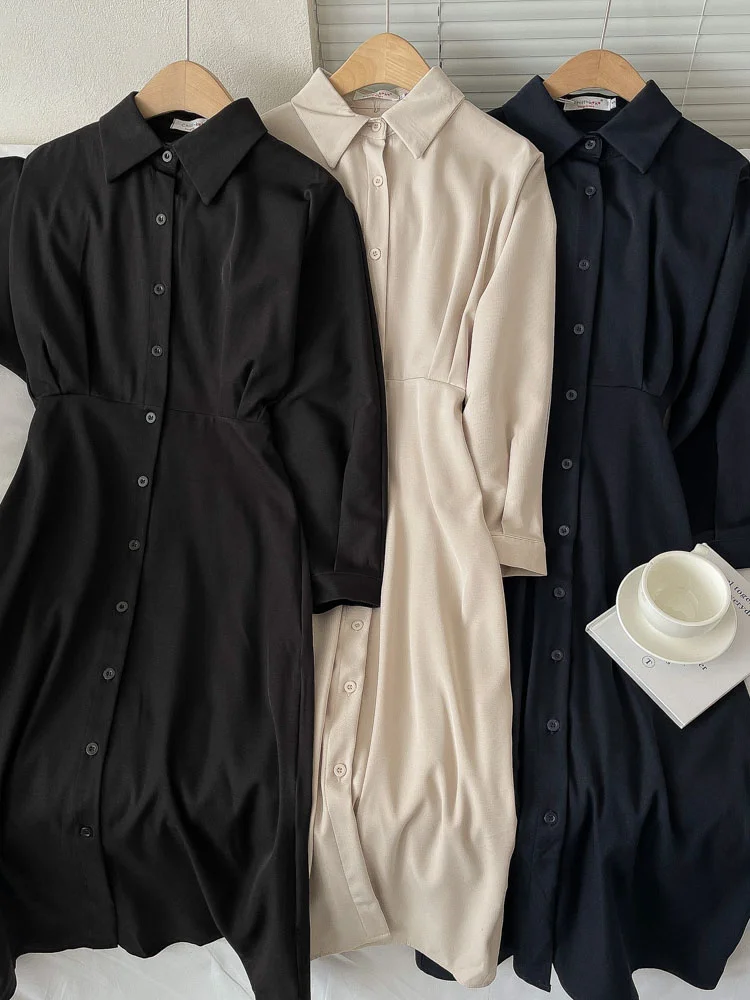 Solid High Waist Lace Up Shirt Dress Beige Black Blue Spring Summer Long Sleeve Women Maxi Dress
Solid High Waist Lace Up Shirt Dress Beige Black Blue Spring Summer Long Sleeve Women Maxi Dress