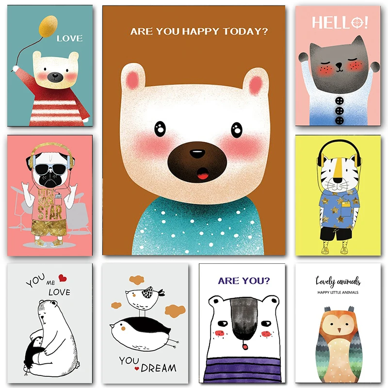 Cute Animals Canvas Painting Cartoon Bear Nursery Decor Poster and Prints Baby Room Art Wall Pictures For Living Room Home Decor
Cute Animals Canvas Painting Cartoon Bear Nursery Decor Poster and Prints Baby Room Art Wall Pictures For Living Room Home Decor