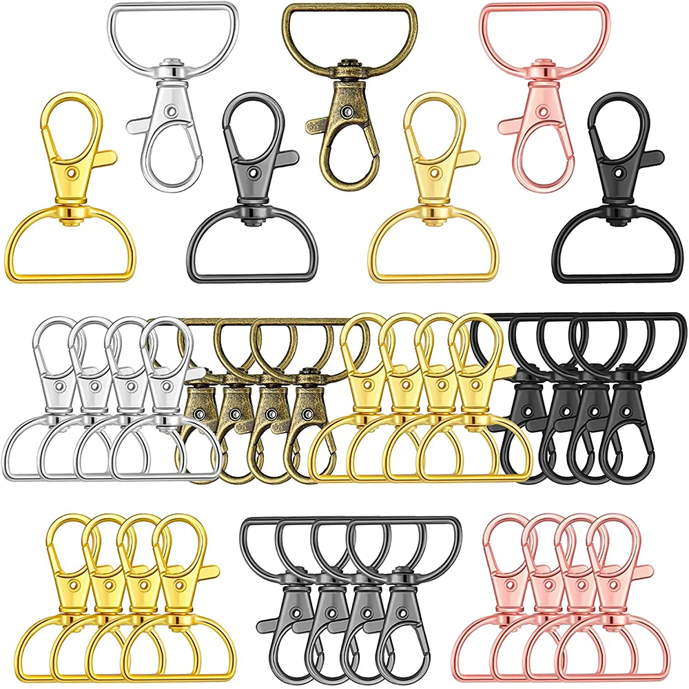 

10Pcs Swivel Clasps with D Rings Lanyard Snap Hooks Keychain Clip Hook Metal Lobster Claw Clasps for Key Rings Crafting Sewing