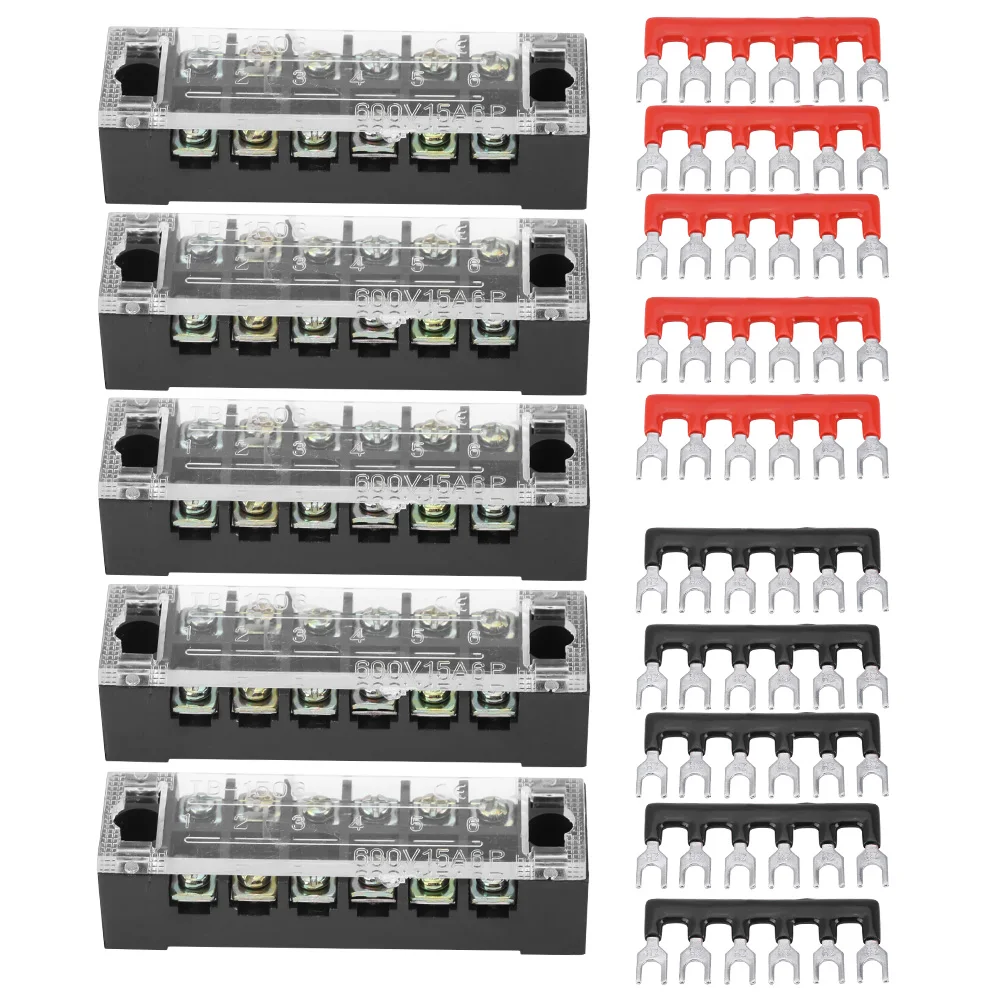 5pcs Dual Row 6 Positions 600V 15A Screw Terminal Block + Pre-insulated Terminal Barrier Strip Screw Terminal Block
5pcs Dual Row 6 Positions 600V 15A Screw Terminal Block + Pre-insulated Terminal Barrier Strip Screw Terminal Block