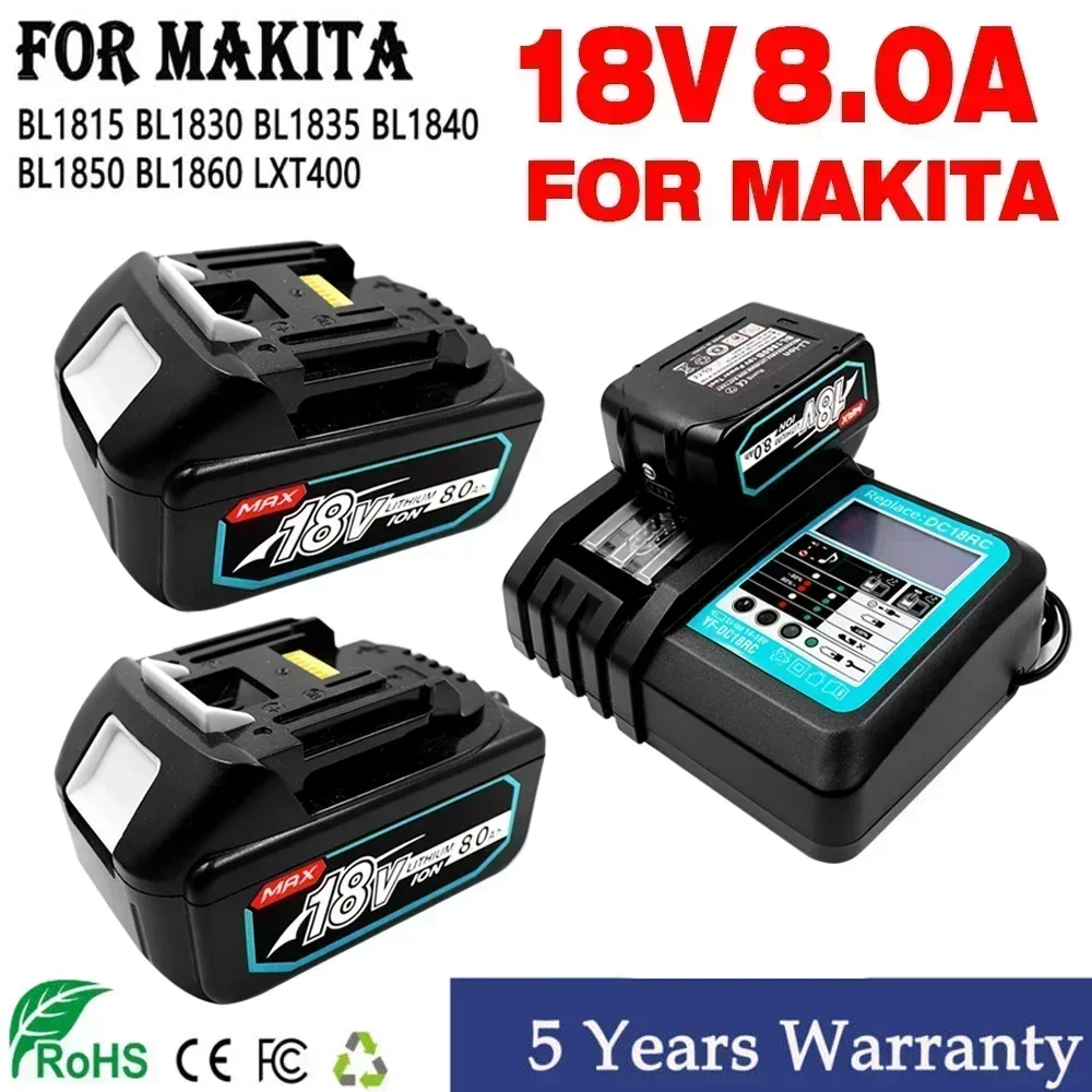 Перезаряжаемая батарея Makita 18 В 6 0 8 Ач для электроинструментов со светодиодной