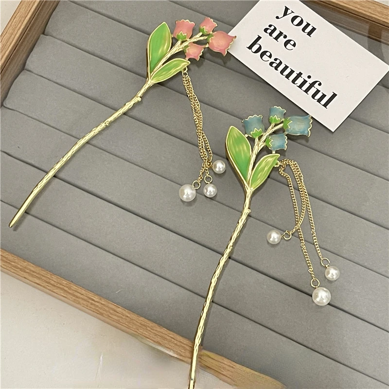 Chinese Chopsticks Style Bell Orchid Flower Hairpins Pearl Tassel Pearl Hair Forks Sticks Hair Styling Decor Jewelry
Chinese Chopsticks Style Bell Orchid Flower Hairpins Pearl Tassel Pearl Hair Forks Sticks Hair Styling Decor Jewelry