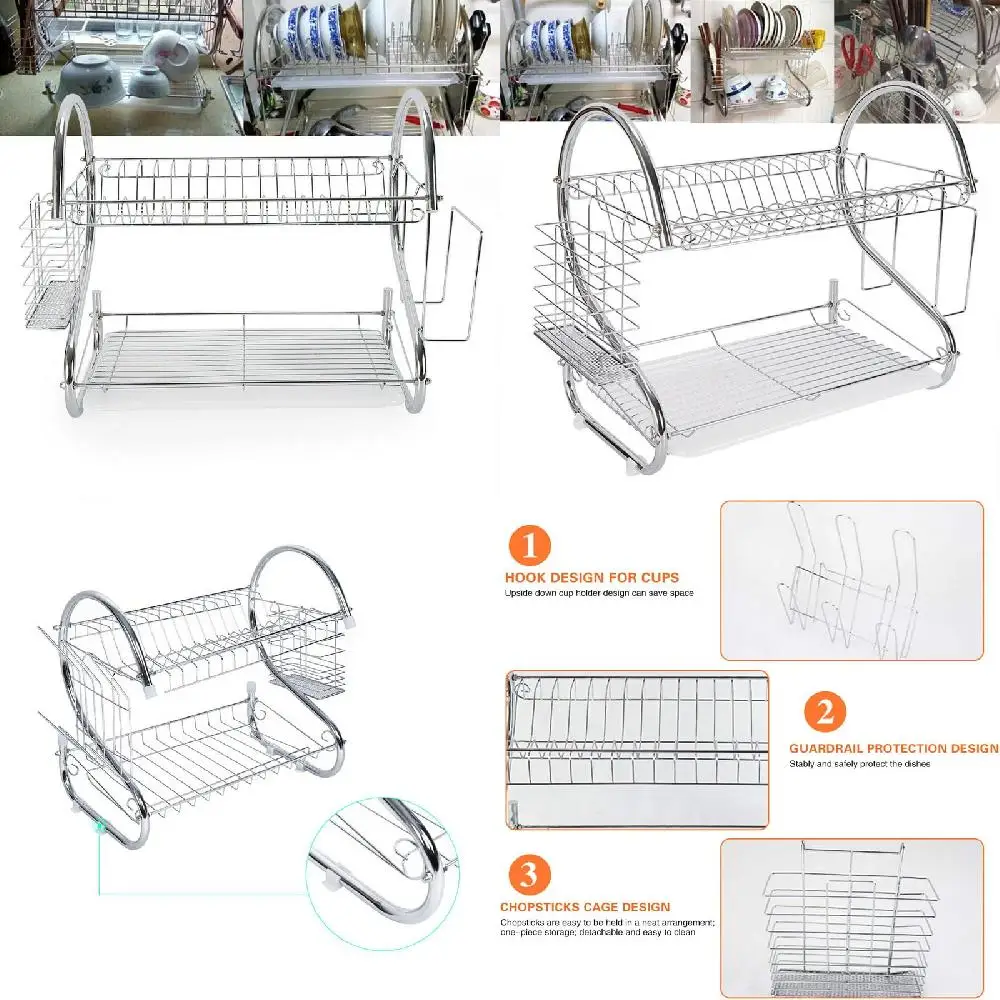 Drying Rack 2-Tier Dish Rack with Utensil Holder and Tiered Design , Kitchen Counter Dish Drainer , Dish Dryer Rack Over Sink Or
Drying Rack 2-Tier Dish Rack with Utensil Holder and Tiered Design , Kitchen Counter Dish Drainer , Dish Dryer Rack Over Sink Or